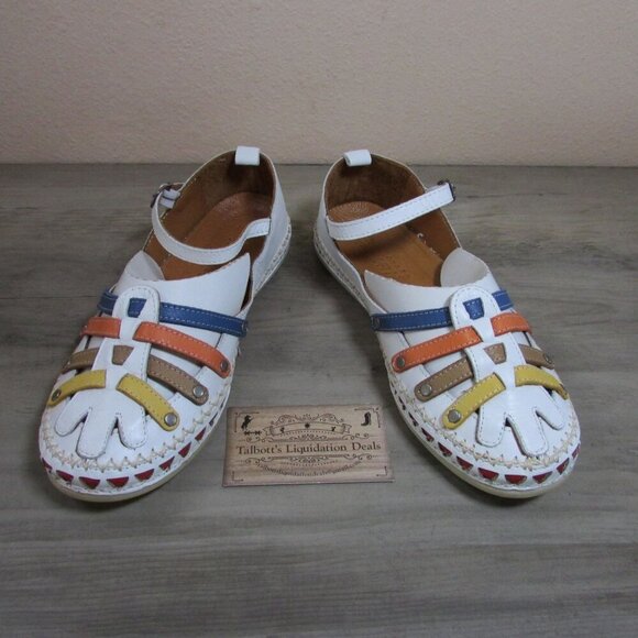 Spring Step Women's Size 38 Apache Mary Jane Flat Loafer Shoe White Multi - Picture 2 of 4